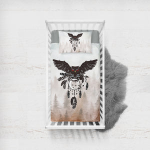 Dark Owl Dream Catcher Forest SWCC4241 Crib Bedding, Crib Fitted Sheet, Crib Blanket