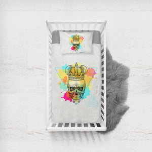 Watercolor Splash King Crown Skull SWCC4319 Crib Bedding, Crib Fitted Sheet, Crib Blanket