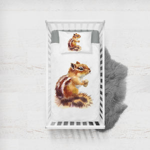 Brown Chipmunk Watercolor Painting SWCC4336 Crib Bedding, Crib Fitted Sheet, Crib Blanket