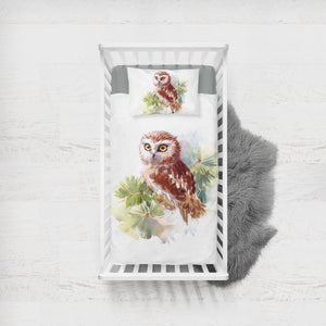 Owl On Tree Watercolor Painting SWCC4397 Crib Bedding, Crib Fitted Sheet, Crib Blanket