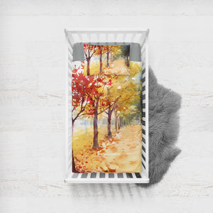 Summer Maple Trees Forest Watercolor Painting  SWCC4400 Crib Bedding, Crib Fitted Sheet, Crib Blanket