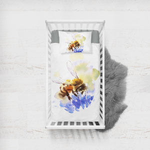 Flying Bee Watercolor Painting SWCC4405 Crib Bedding, Crib Fitted Sheet, Crib Blanket