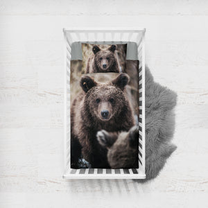 Real Forest Black Bear SWCC4419 Crib Bedding, Crib Fitted Sheet, Crib Blanket