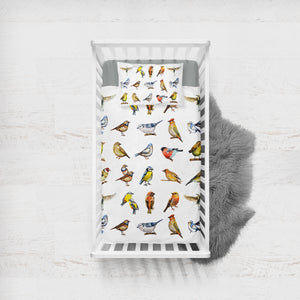 Colorful Bird Collection SWCC4445 Crib Bedding, Crib Fitted Sheet, Crib Blanket