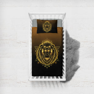 Modern Golden Lion Zodiac Black Theme SWCC4529 Crib Bedding, Crib Fitted Sheet, Crib Blanket
