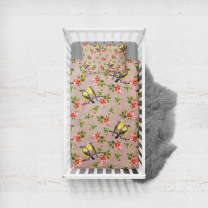 Couple Sunbird and Pink Flowers  SWCC4533 Crib Bedding, Crib Fitted Sheet, Crib Blanket