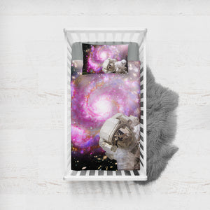 Pink Purple Galaxy Astronaut Theme  SWCC4591 Crib Bedding, Crib Fitted Sheet, Crib Blanket