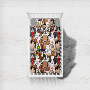 Cute Animals Drawing Full Screen  SWCC4604 Crib Bedding, Crib Fitted Sheet, Crib Blanket