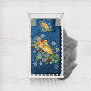 Colorful Geometric Sunbirds In Snow Navy Theme SWCC4745 Crib Bedding, Crib Fitted Sheet, Crib Blanket