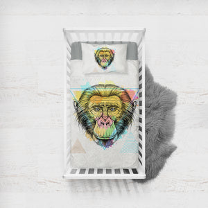 Colorful Watercolor Triangle Monkey SWCC4751 Crib Bedding, Crib Fitted Sheet, Crib Blanket