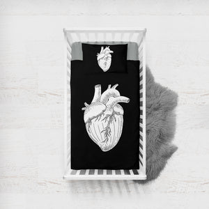 B&W Heart Sketch SWCC4756 Crib Bedding, Crib Fitted Sheet, Crib Blanket