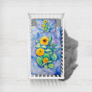 Chrysanthemum Blue Cloud Theme SWCC5147 Crib Bedding, Crib Fitted Sheet, Crib Blanket