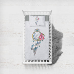 Swinging Dreamcatcher White Theme SWCC5156 Crib Bedding, Crib Fitted Sheet, Crib Blanket