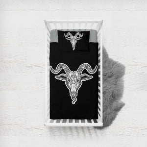 B&W Gothic Goat Head Black Line SWCC5159 Crib Bedding, Crib Fitted Sheet, Crib Blanket