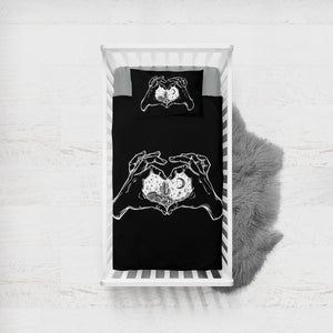 B&W Heart Hands Night Cactus Sketch SWCC5161 Crib Bedding, Crib Fitted Sheet, Crib Blanket