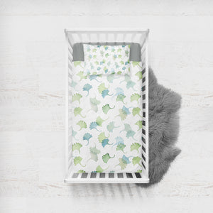 Shade of Green Pastel Palm Leaves SWCC5165 Crib Bedding, Crib Fitted Sheet, Crib Blanket