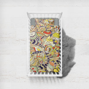 Shade of Yellow Mandala Art Shape SWCC5194 Crib Bedding, Crib Fitted Sheet, Crib Blanket