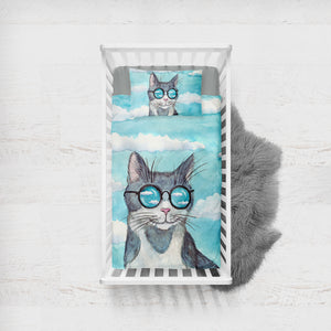 Cute Sunglasses Cat Light Cloud SWCC5195 Crib Bedding, Crib Fitted Sheet, Crib Blanket