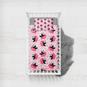 Multi Love Panda Pink Theme SWCC5204 Crib Bedding, Crib Fitted Sheet, Crib Blanket