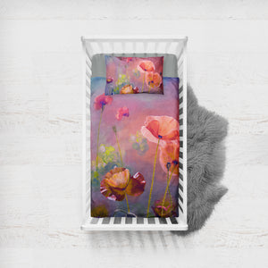 Watercolor Flowers Peach Pink Theme  SWCC5241 Crib Bedding, Crib Fitted Sheet, Crib Blanket