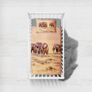 Watercolor Elephants In Desert  SWCC5253 Crib Bedding, Crib Fitted Sheet, Crib Blanket