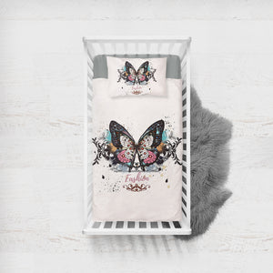 Fashion Butterfly White Theme  SWCC5330 Crib Bedding, Crib Fitted Sheet, Crib Blanket