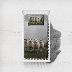 Five Standing Sheeps Dark Theme  SWCC5332 Crib Bedding, Crib Fitted Sheet, Crib Blanket