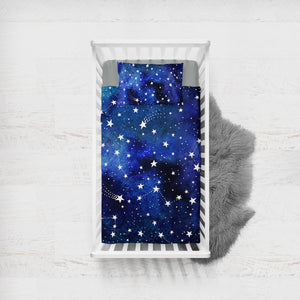 Blue Tint Galaxy Stars SWCC5474 Crib Bedding, Crib Fitted Sheet, Crib Blanket
