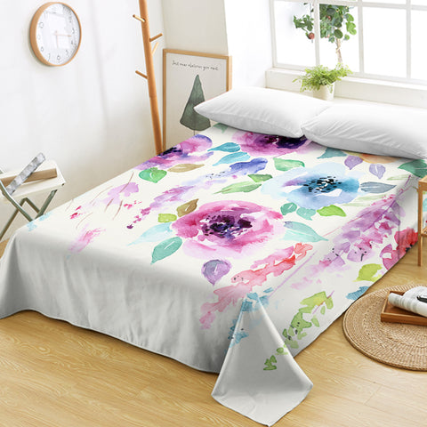 Image of Watercolored Floral SWCD0482 Flat Sheet