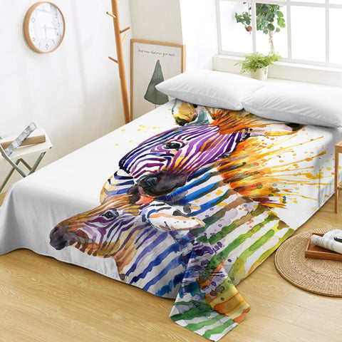 Image of Color Splashed Zebras SWCD0847 Flat Sheet