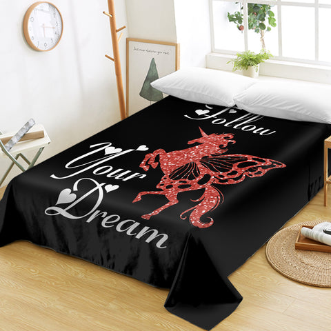Image of Follow Your Dream - Unicorn SWCD3313 Flat Sheet