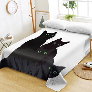 Four Green Eyes Black Cats SWCD3379 Flat Sheet