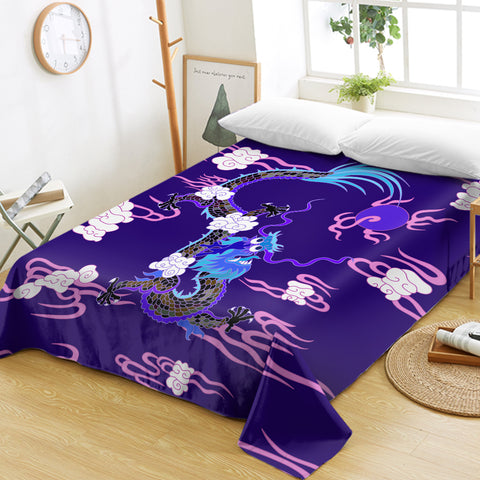 Image of Blue&Pink Asian Dragon and Cloud SWCD3474 Flat Sheet