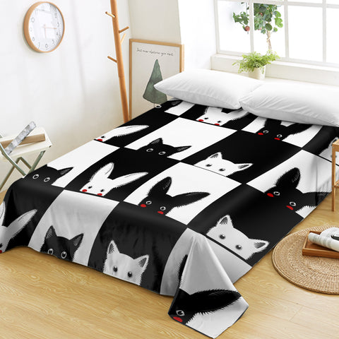Image of Rabbits and Cats Checkerboard SWCD3489 Flat Sheet