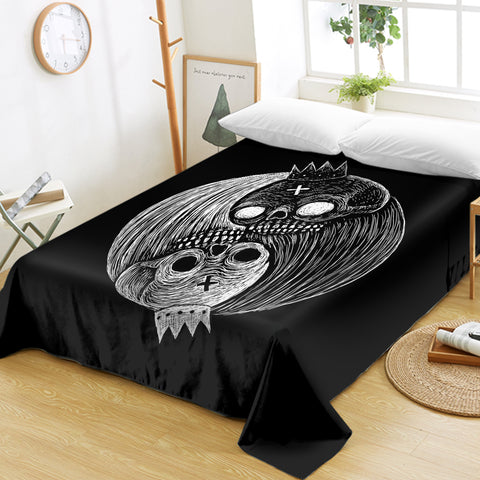 Image of B&W Yin Yang Skull Sketch SWCD3649 Flat Sheet