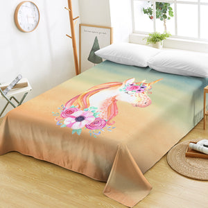 Pastel Floral Unicorn SWCD3702 Flat Sheet