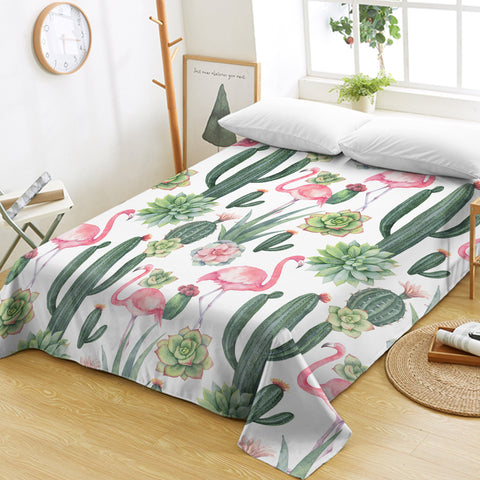 Image of Cactus FLower and Flamingos SWCD3745 Flat Sheet