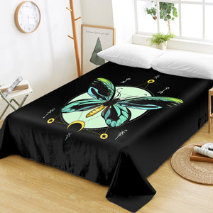 Neon Green and Blue Gradient Butterfly Illustration SWCD3751 Flat Sheet