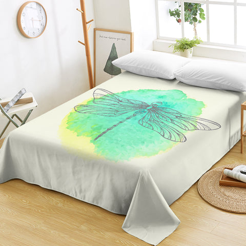 Image of Light Green Spray and Butterfly Line Sketch SWCD3753 Flat Sheet