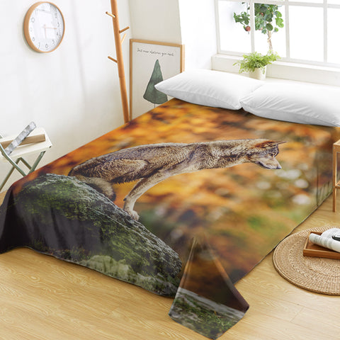 Image of Real Wolf in Forest  SWCD3807 Flat Sheet