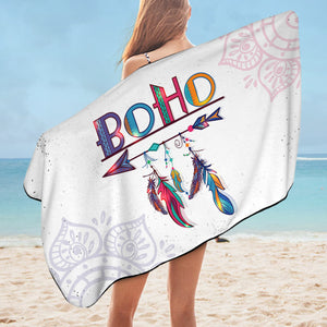 Boho Feather Lotus Mandala  SWYJ4219 Bath Towel