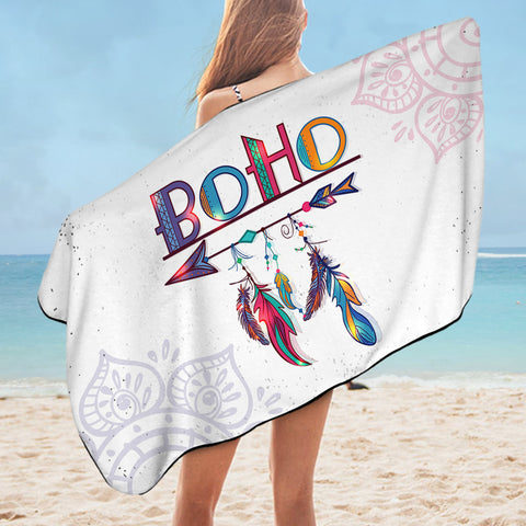 Image of Boho Feather Lotus Mandala  SWYJ4219 Bath Towel