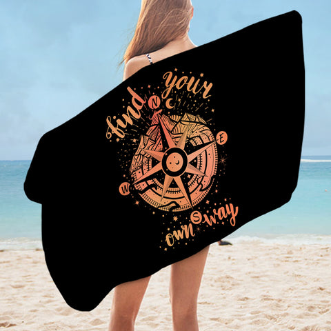 Image of Find Your Own Way - Vintage Compass Zodiac SWYJ4240 Bath Towel