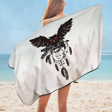 Image of Dark Owl Dream Catcher Forest SWYJ4241 Bath Towel