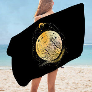 Golden Galaxy Illustration Triangle Zodiac SWYJ4242 Bath Towel