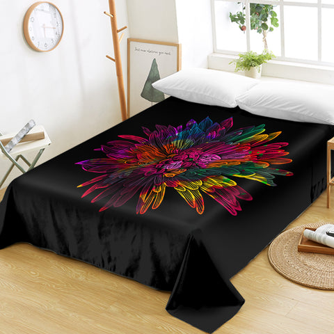 Image of Big Colorful Flower Black Theme SWCD4641 Flat Sheet
