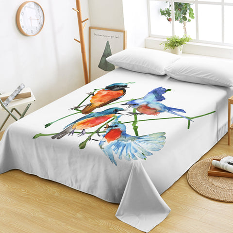Image of Multi Watercolor Blue Sunbirds SWCD4730 Flat Sheet