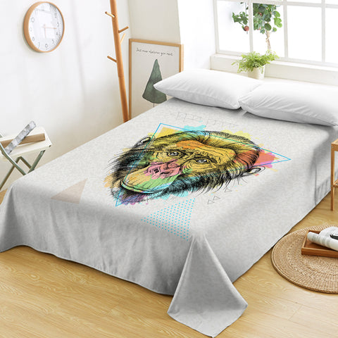 Image of Colorful Watercolor Triangle Monkey SWCD4751 Flat Sheet