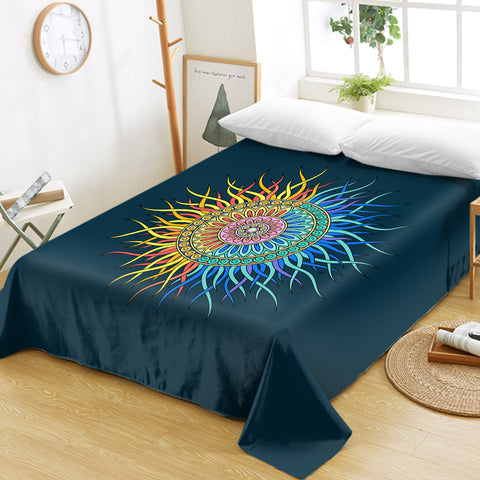 Image of 2-Tone Sun Mandala Orange & Blue  SWCD4753 Flat Sheet