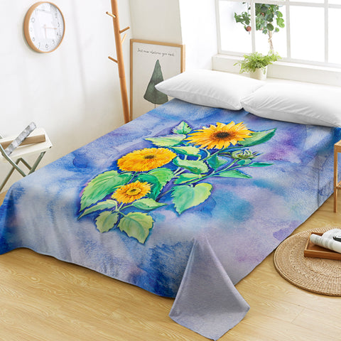 Image of Chrysanthemum Blue Cloud Theme SWCD5147 Flat Sheet
